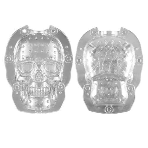 Teecyhooo 5.5 Inch Halloween Skull Pumpkin Mold for Growing Skull Shaped Pumpkins and Watermelon Transparent Polycarbonate Growth Mold with Bolts and Nuts for Halloween Decoration