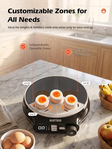 SUSTEAS Rapid Egg Cooker 9 Eggs, Soft, Medium, Hard Boiled, Poached - image 4