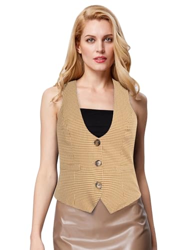 Image of GRACE KARIN Women's Suit Vest Top, Dressy Casual Sleeveless Button Waistcoat, Fromal Steampunk Blazer for Work Office