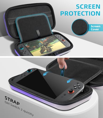 Image of TiMOVO Carrying Case for Nintendo Switch 2 (2025), Gradient Purple | Large Capacity, Hard Shell Protective, 10 Game Card Slots, Pockets for Console & Accessories, Portable Travel Pouch