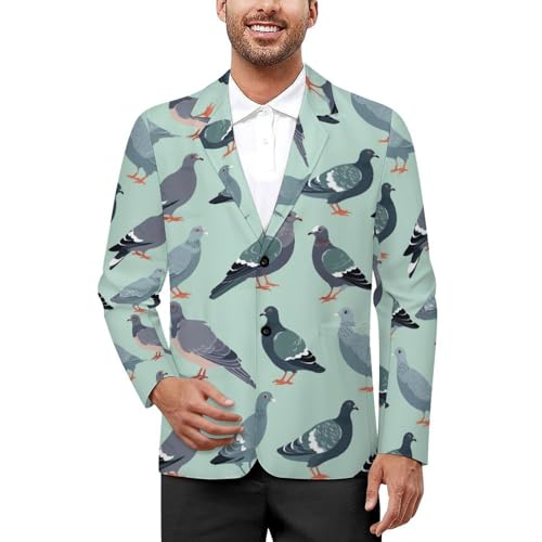 Cute Pigeon Birds Men's Casual Blazers Slim Fit Sport Coats Blazer Two Buttons Suit Jacket for Work Party