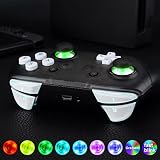 eXtremeRate Multi-Colors Luminated Thumbsticks D-pad ABXY ZR ZL L R Biały Klasyczne SWymbole Przyciski Zestaw DTFS LED dla Nintendo Switch Pro Controller - 9 Kolorów 6 Opcji Obszarów - Controller Nie Jest Wliczony W Cenę