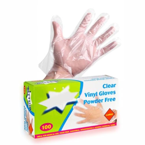 Guantes desechables de vinilo transparente resistentes sin polvo, guantes de preparación de alimentos, guantes multiusos para limpiar tinte de cabello, cocina, jardinería, artículos esenciales para el