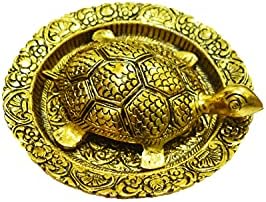 Metal Vastu Golden Tortoise with Plate Showpiece Gift ( Size- 5")