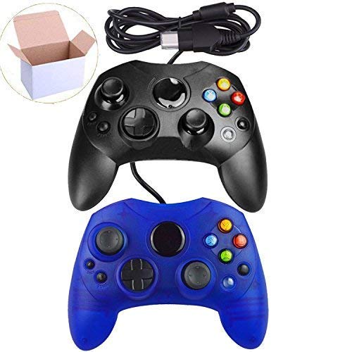 2classic Wired Mekela Controller Gamepad joysticks for Xbox S Type Consoles(Black and ClearBlue 2) (Renewed)