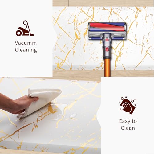 UKISS marbling Kitchen Rugs, Cushioned Kitchen Mats, Anti Fatigue Mat for Floor, Waterproof Kitchen Rug，Non-Slip Comfort Standing Mat for Kitchen&Office (White, 17.3 x 28 inches+17.3 x 47inches) — view 6