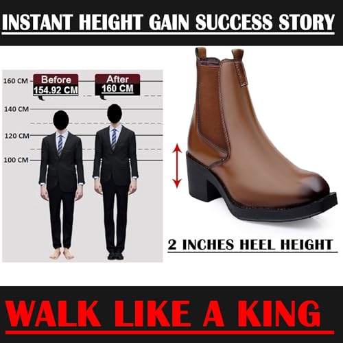 Image of Men's 2 Inch Heel Height Increasing Faux Leather Material With Casual Formal Slipon Chelsea Boot.