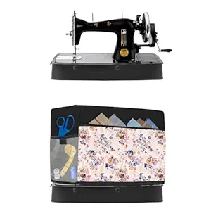 PrimeCover Heavy Duty Sewing Machine Cloth Cover with storage pockets, Silai Machine Cover, Machine Cover for Stitch Machine (BlackGolden)