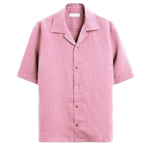 Image of MiraMichi Men's Regular Fit Long Shirt - Corduroy Fabric, Striped Pattern, Half Sleeves, Ideal for Casual