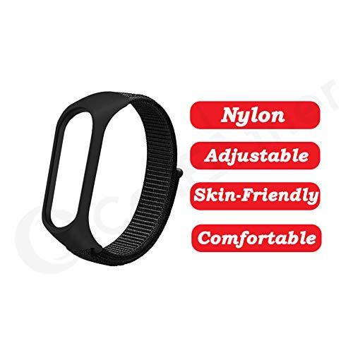 Image of CellFAther Nylon Wristband Strap Compatible for Mi Band 6 /5 /4 /3 Adjustable Sport Wristband Synthetic Fabric Strap (Black)