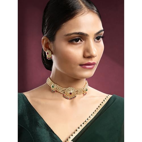 Image of Peora Gold Plated Bridal Jewellery Set with Kamarband Gift for Women Indian Traditional Ethnic Wedding