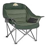 Colegence Oversized XL Padded Camping Chair Wide Heavy Duty Lawn Chairs Support 450 LBS Portable Folding Gaint Plus Camp Chair with Side Pocket Cup Holder for Outdoor Outside Sports Baseball-Green