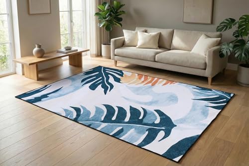 Image of BLUSH & BLOOM 3 x 5 Feet Area Rugs Washable Rug: Modern Abstract Living Room Rug Soft Anti-Skid Thin Carpet Indoor Floor Non-Shedding Carpets for Bedroom Dining Farmhouse Nursery Home Office