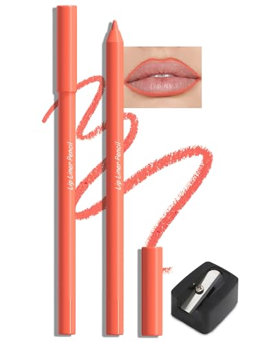 Jutqut 2Pcs Matte Lip Liner with Sharpener, Wasserfester & Langanhaltender Lippenkonturenstift, Smudge-proof Lipliner, Soft Texture Lip Liner Pencil, Precise Application & Contouring