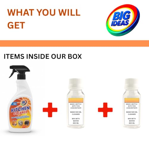 Image of Kitchen Cleaner Liquid- 1000 ML || Heavy Grease & Oil Stains || Makes 1000ml Spray || Gas Stove, Chimney, Tiles & Sink || Multipurpose Kitchen Degreaser Liquid|| 10X Power Formula - 60 sec