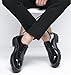 Men Patent Leather Platform Wingtip Oxfords Chunky Heel Round Toe Lug Sole Dress Shoes for Wedding Party (Black,9)