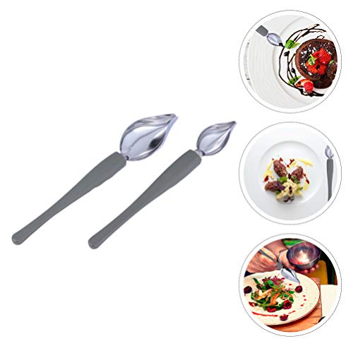 2 colheres de aço inoxidável Cabilock para decoração de desenho profissional, colher de molho com bi