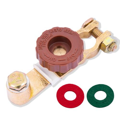 Xawuesa Top Post Battery Disconnect Switch with Anti-Corrosion Washers-12V/125A,Quick Cut-Off-Fit for Cars,Trucks,Boats,RVs and Electrical Equipment (Brown)
