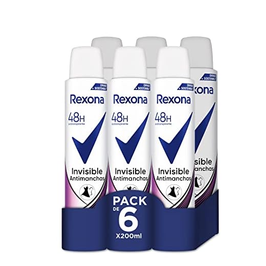 Rexona Desodorante Antitranspirante Invisible Diamond - Pack de 6 x 200 ml (Total: 1200 ml)