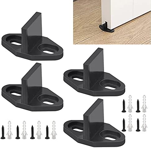 DURANTEY 4 Pieces Barn Door Floor Guide Floor Guide Clip Sliding Door Floor Guide Adjustable Floor Guide Sliding Door Guide Bottom with Screws and Expansion Pipe for Barn Door Wooden Door Cabinet Door
