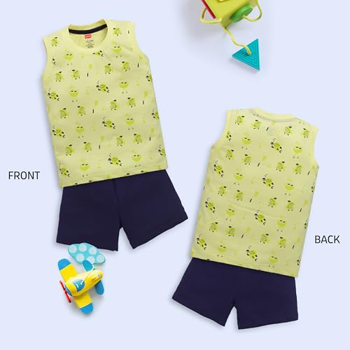 Image of LuvLap Baby Boys Regular Fit 100% Cotton Sleeveless Boys T-Shirt & Shorts Set Pack of 3
