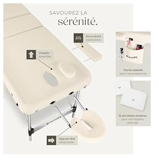 tectake® Table de Massage Pliante Professionnelle 3 Zones Aluminium Cosmetique Lit de Massage Table Esthetique Tatouage Portable avec Appuie-tête Amovible Repose Bras, Housse de Transport Incluse