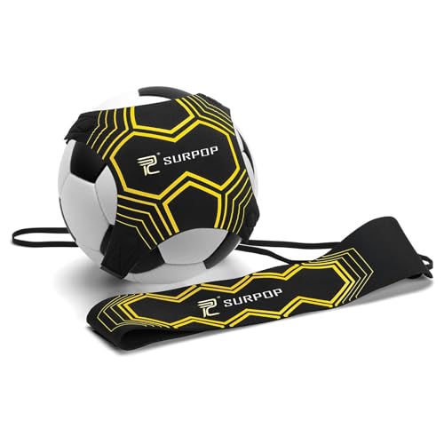 Surpop Cinturón de cintura ajustable Entrenador de fútbol/voleibol/rugby - Ayuda de entrenamiento de práctica en solitario para niños y adultos para mejorar las habilidades de control al patear y lanz