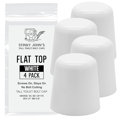 Stinky John's Tall Toilet Bolt Caps: Don't Cut Those Bolts! 100% Made in USA! (Universal Fit, 4 Pack)
