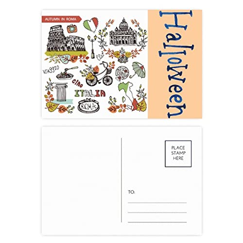 Cartes postales Colisée de Rome en automne : lot de 20 illustrations graffiti Halloween
