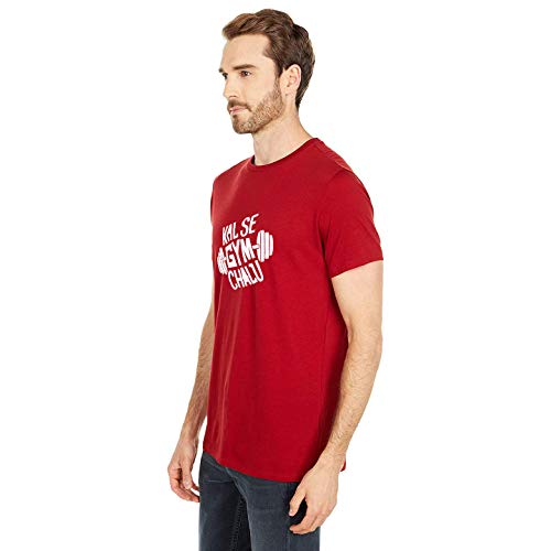 Image of T-Shirt for Men KAL SE Gym CHALU Funny Hindi Quotation, Graphic and Typography t-Shirt
