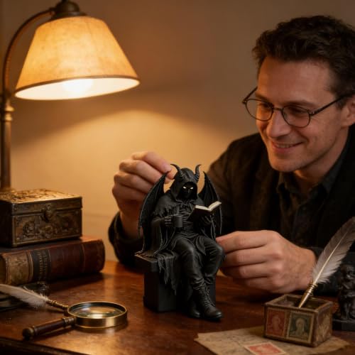 Idée cadeau de pendaison de crémaillère originale avec ce squelette gothique liseur - 3
