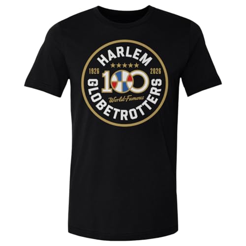 500 LEVEL Harlem Globetrotters 100 Years Circle Shirt (Black X-Large)