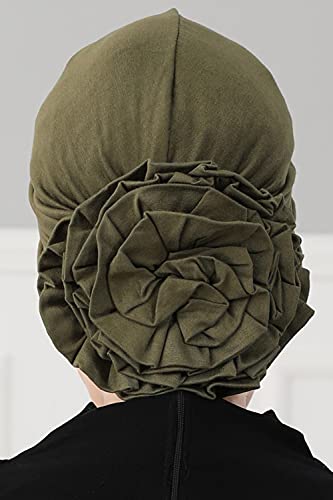 Aisha's Design Instant Turban Head Wraps For Women Pretied Hijab Scarves, Rose Detail