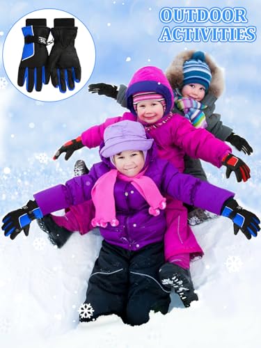 Image of Jansun 3 Pairs Kids Winter Gloves Warm Outdoor Windproof Adjustable Gloves Toddler Snowboard Gloves for Cold Weather Boy Girl Children