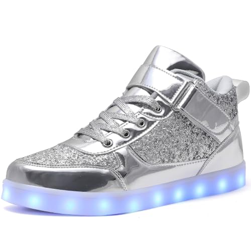 Image of JEVRITE Unisex LED Light Up High Top Sneakers - USB Charging for Women & Men - Couples Shoes