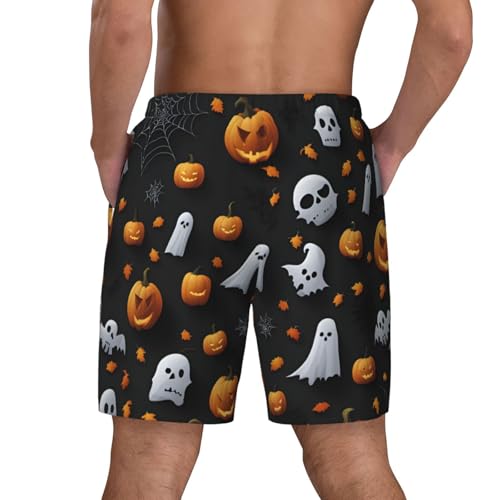 Cute Halloween Pattern Men's Soft Double Swim Shorts, Lounge Swiming Shorts Pants Breathable Summer4