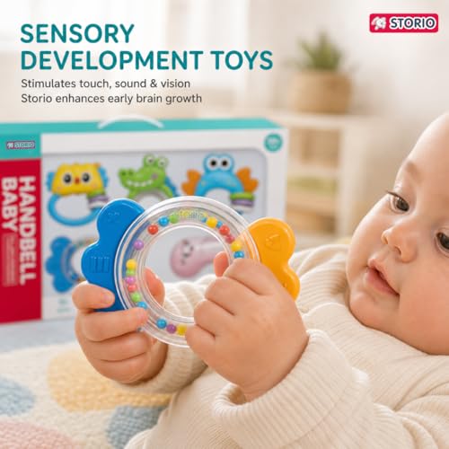 Image of Storio Baby Rattle Set | Newborn Rattle Gift Set for Boys & Girls | Safe & Colorful Infant Toys for Early Learning & Sensory Play | Ideal Gift Pack for 0-12 Months Babies
