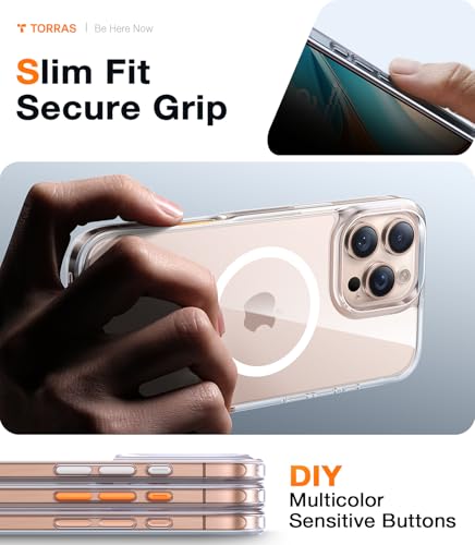 Image of TORRAS Magnetic Shockproof for iPhone 16 Pro Max Case, [Compatible with MagSafe][Military-Grade Drop Tested] Translucent Slim Protective Case for iPhone 16 Pro Max Anti-Fingerprint Anti-Scratch, Clear