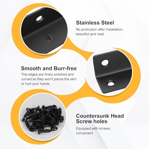 MIGUBIGU Pack of 8 L Shape Angle Connectors, Black, 225 x 27 x 27 mm, 90 Degree Angle Corner Connector, Stainless Steel - Image 3