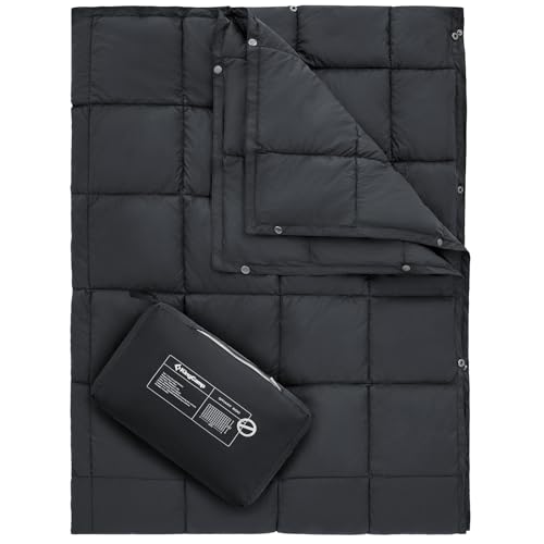KingCamp Ultralight Camping Blanket, Packable Down Alternative Puffy Wearable Blankets Weatherproof Warm Package Quilt with Snap Buttons for Outdoor Hiking Travel Picnic Stadium (69