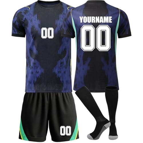 2026 Camiseta de Fútbol Personalizadas para Hombres y Niño, 2026 Casa/Visitante Equipación Fútbol DIY Nombre Número con Conjunto Top Pantalón Corto y Calcetines Regalo de Futbol