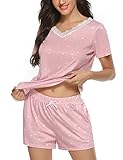 【Diseño elegante】 Impresión linda, elemento clásico a cuadros, combinación de colores armoniosa que muestra más estilo. Las blusas y pantalones de manga corta te mantienen fresco en verano. La cintura elástica lo hace más informal y cómodo.