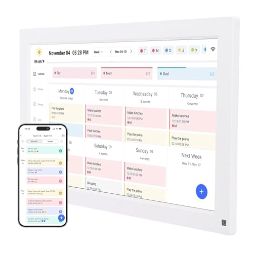 Goshyda 15.6 In Wall Planer Digitaler Kalender -Chore -Diagramm, Smart WiFi -Touchscreen -Display für Familienpläne, Digitaler Fotorahmen mit 32 GB Speicher, App Control (EU-Stecker)