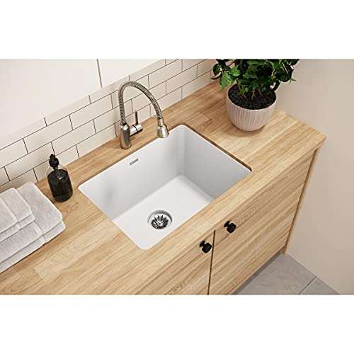 Elkay Quartz Classic Elgu251912Pdwh0 White Single Bowl Undermount Laundry Sink With Perfect Drain #TOP1