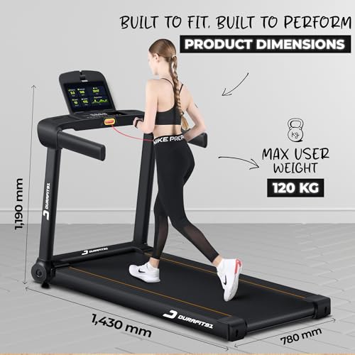 Image of Durafit91 Racer 5 HP Peak BLDC Motorized Treadmill | 120 Kg User Weight| 16 Km /Hr Max Speed| Hydraulic Foldable| Bluetooth Speaker | Wynd app | Home use