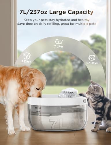 FEELNEEDY Fonte de água para cães de 7l/1,8gal para cães grandes, dispensador de tigela de água para