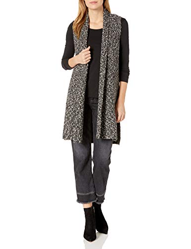 kensie Women's Cotton Tweed Vest, Black Combo, Extra Large