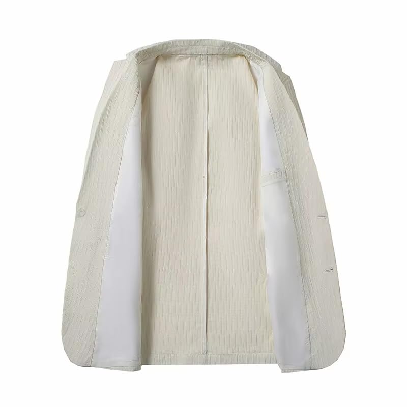 Men's Jacket Summer Breathable Lightweight Korean Suit Blazer for Men-Beige 6