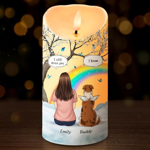 DOPTIKA Some Angels Choose Fur Instead of Wings Custom Photo LED Candle Flameless, Memorial Gifts for Loss of Dog Sympathy Gift, Pet Loss Gifts, Pet Memorial Gift (1 Dog)