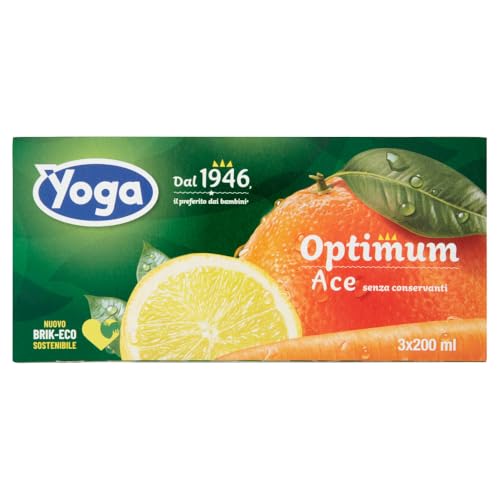 Yoga Succo di Frutta ACE Optimum, Senza Conservanti, Confezione da 3 x 200 ml